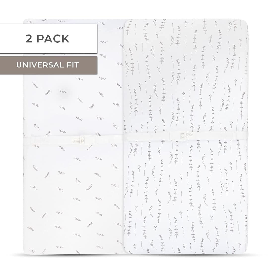 Changing Pad Cover | Cradle Sheet Set - Forest Grey Leaf & Floral - HoneyBug