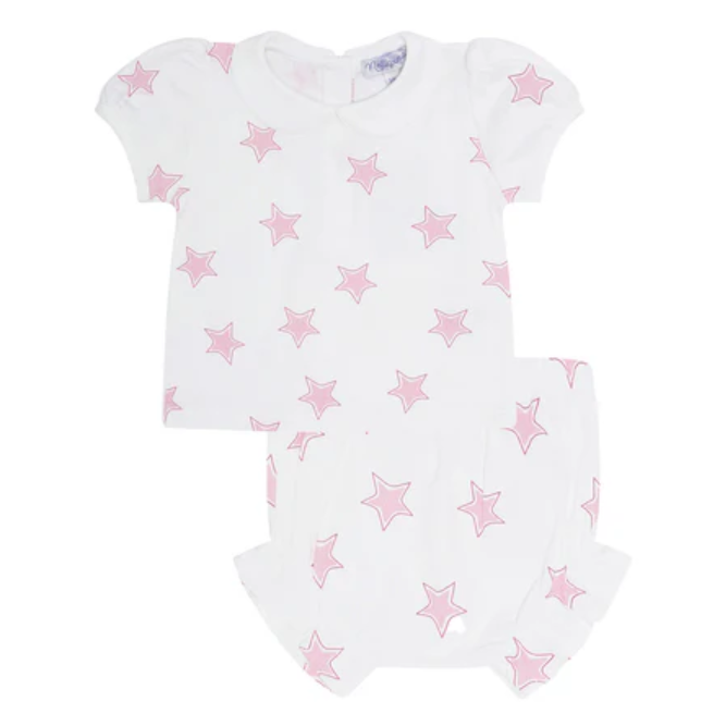 Pink Stars Print Diaper Cover Set