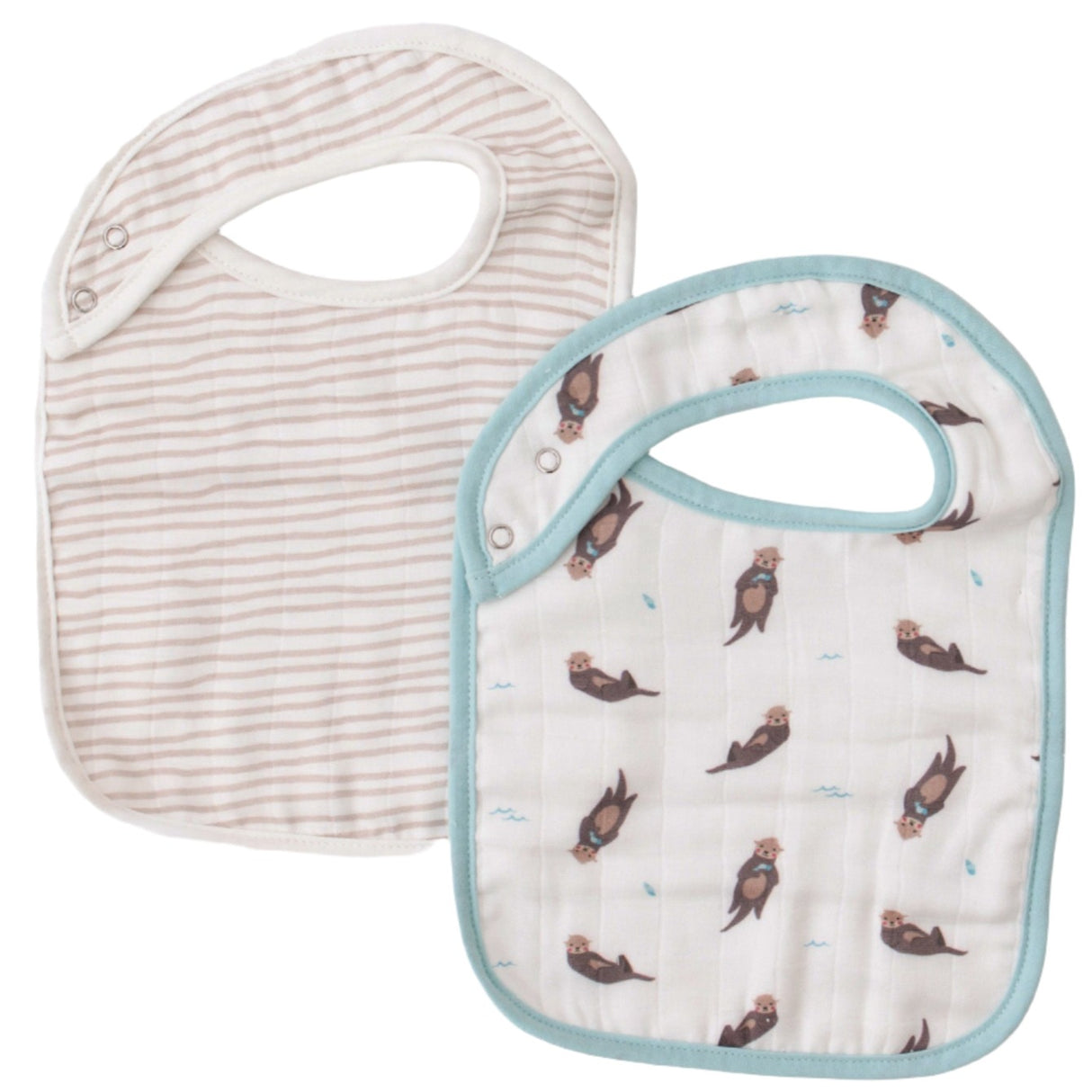 Otter & Taupe Wave Bib Set - HoneyBug