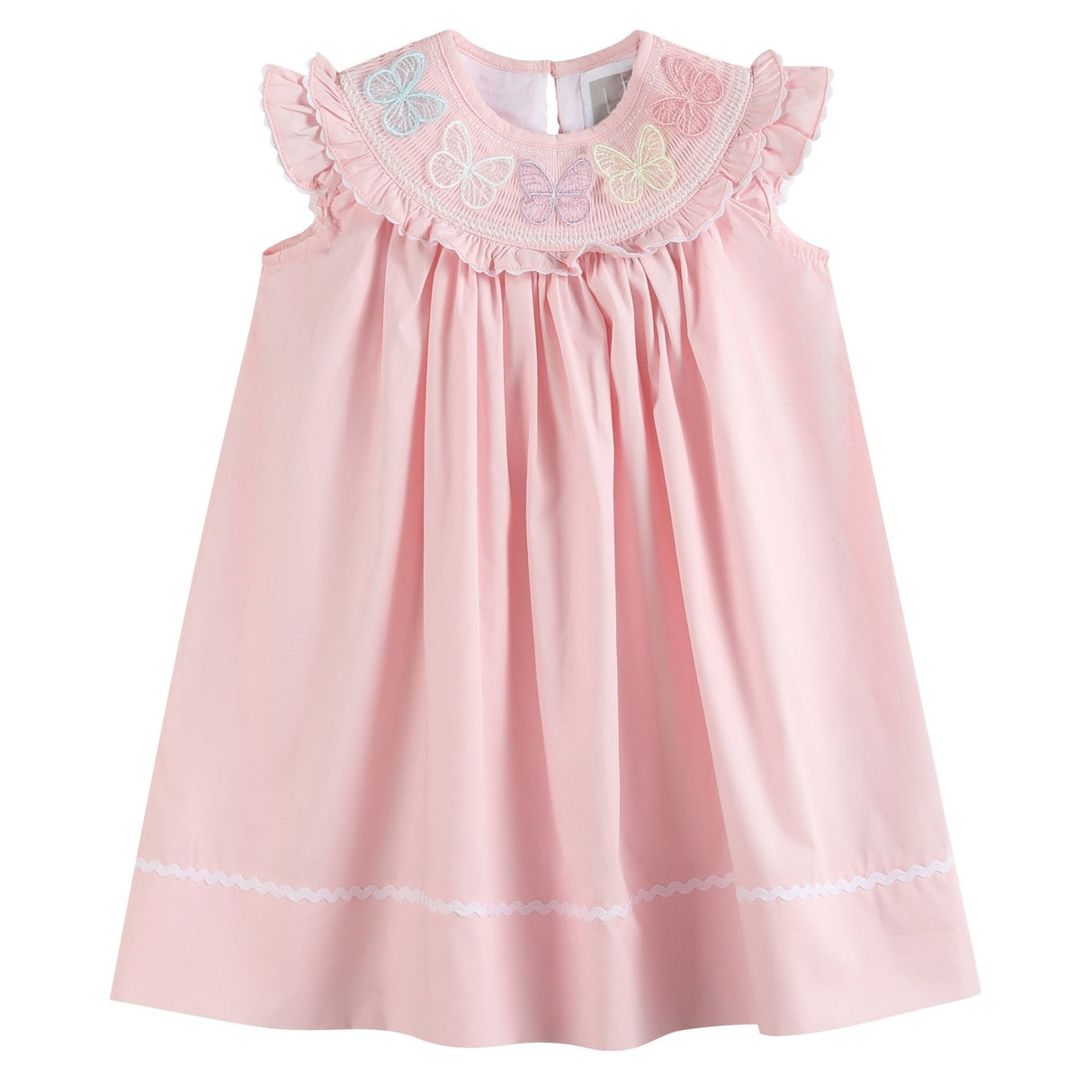 Pink Butterflies Smocked Bishop Dress