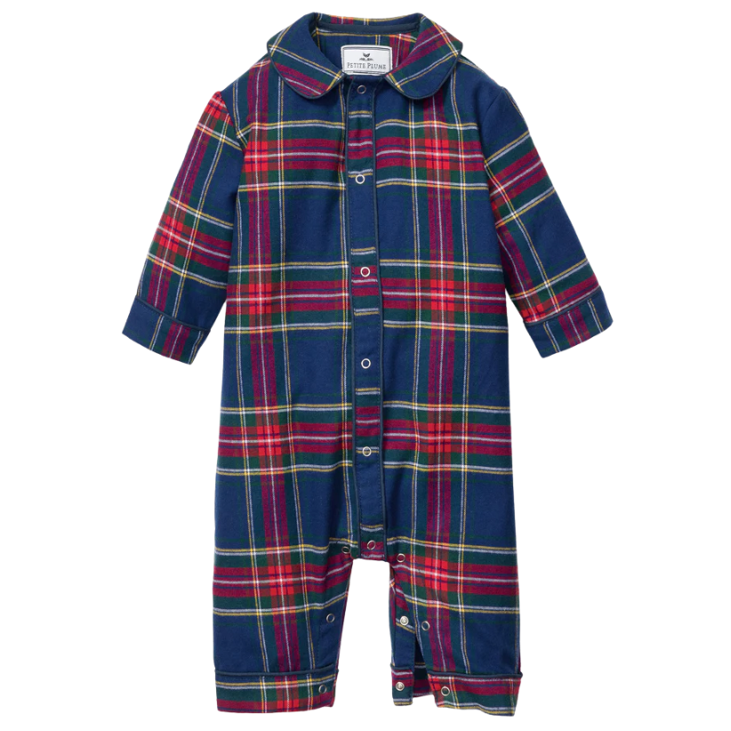 Baby's Brushed Twill Cambridge Romper in Windsor Tartan - HoneyBug
