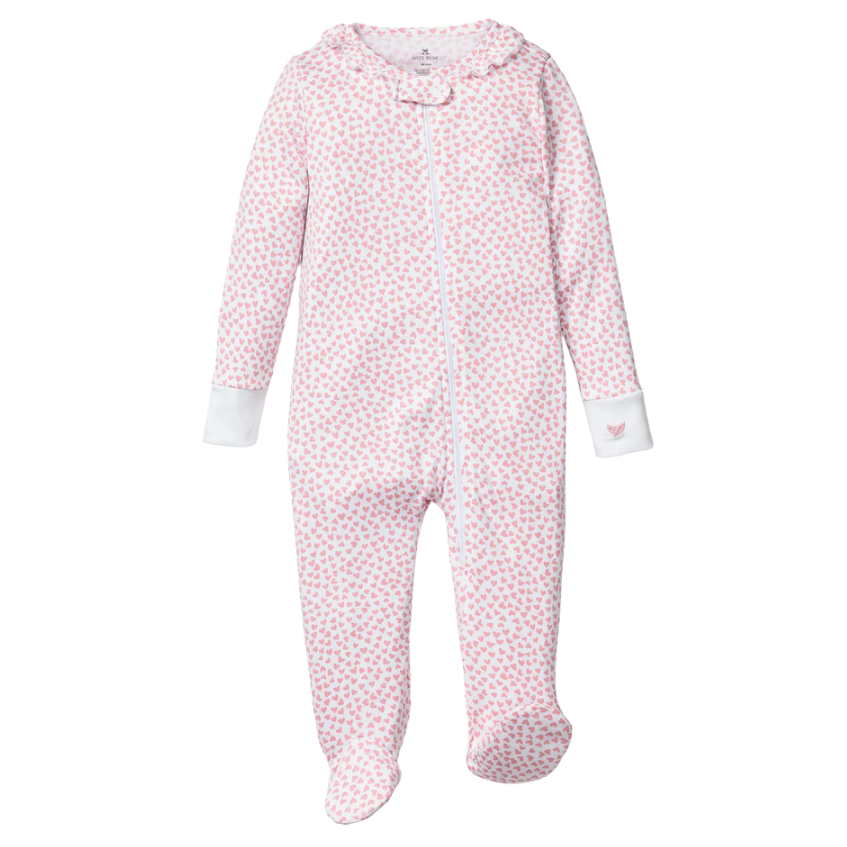 Baby's Pima Ruffle Collar Romper in Sweethearts