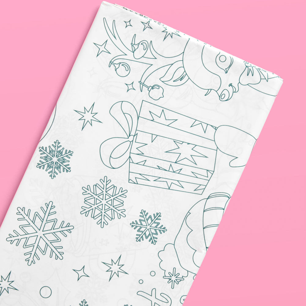 Color Me Merry Paper Tablecloth - Coloring Tablecloth