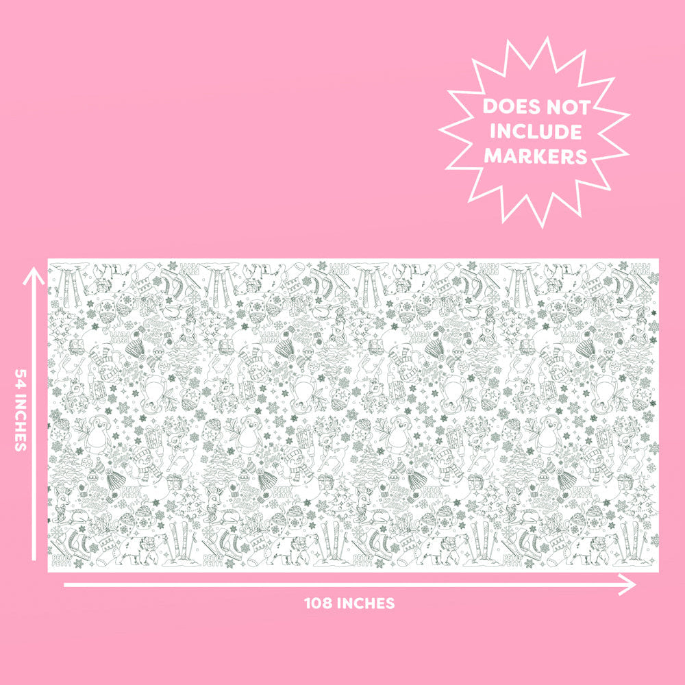 Color Me Merry Paper Tablecloth - Coloring Tablecloth