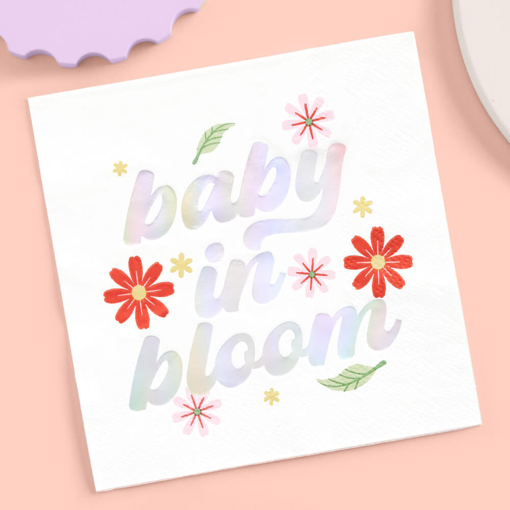 Baby in Bloom Napkins - 50 White Napkins