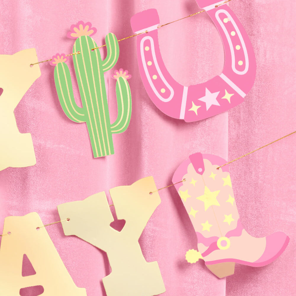 HBD Cowgirl Banner - Gold Foil Banner