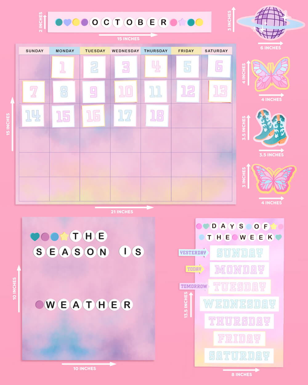 Eras Classroom Calendar Set - 79 Bulletin Board Pieces