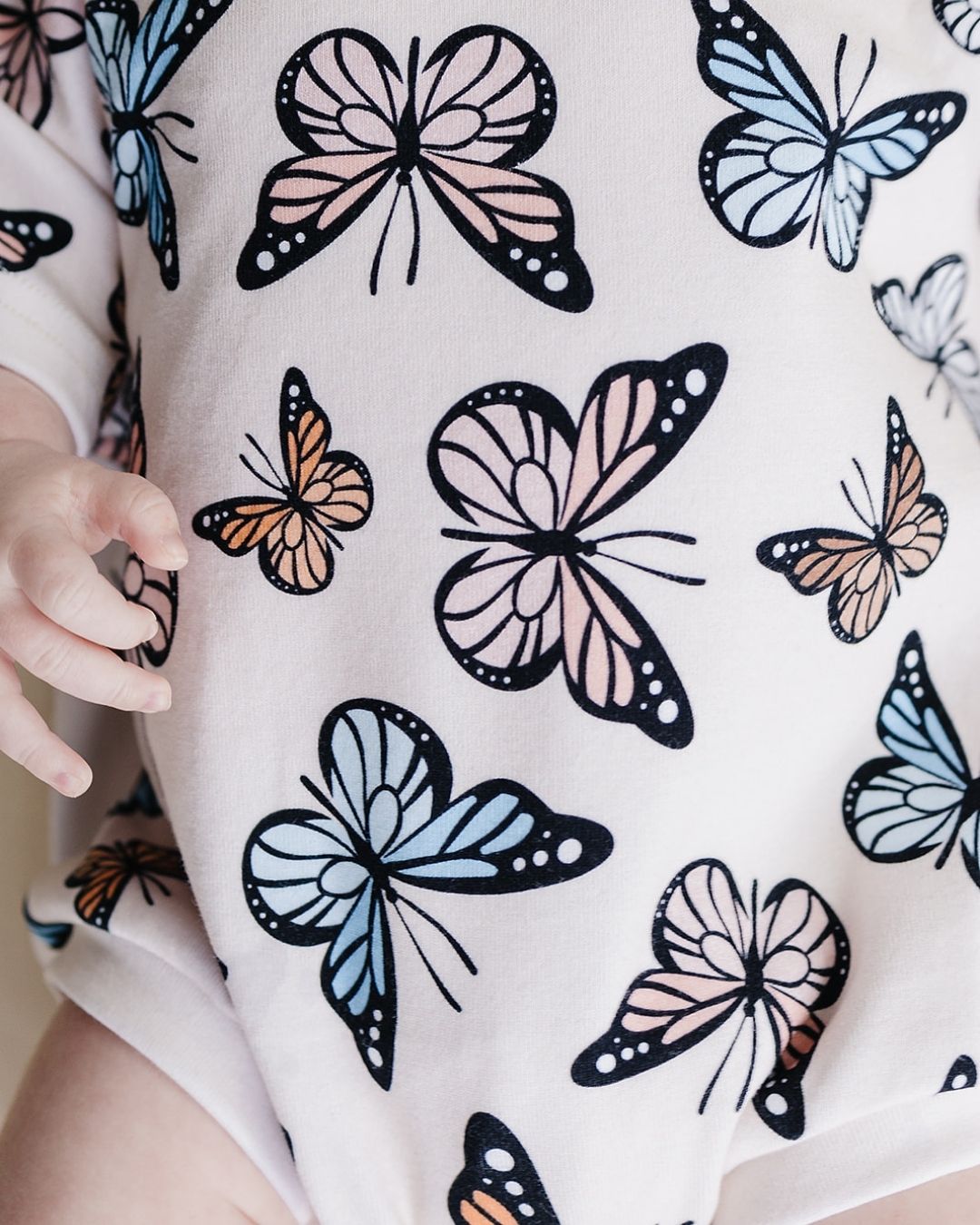 Short Sleeve Bubble Romper | Butterflies - HoneyBug