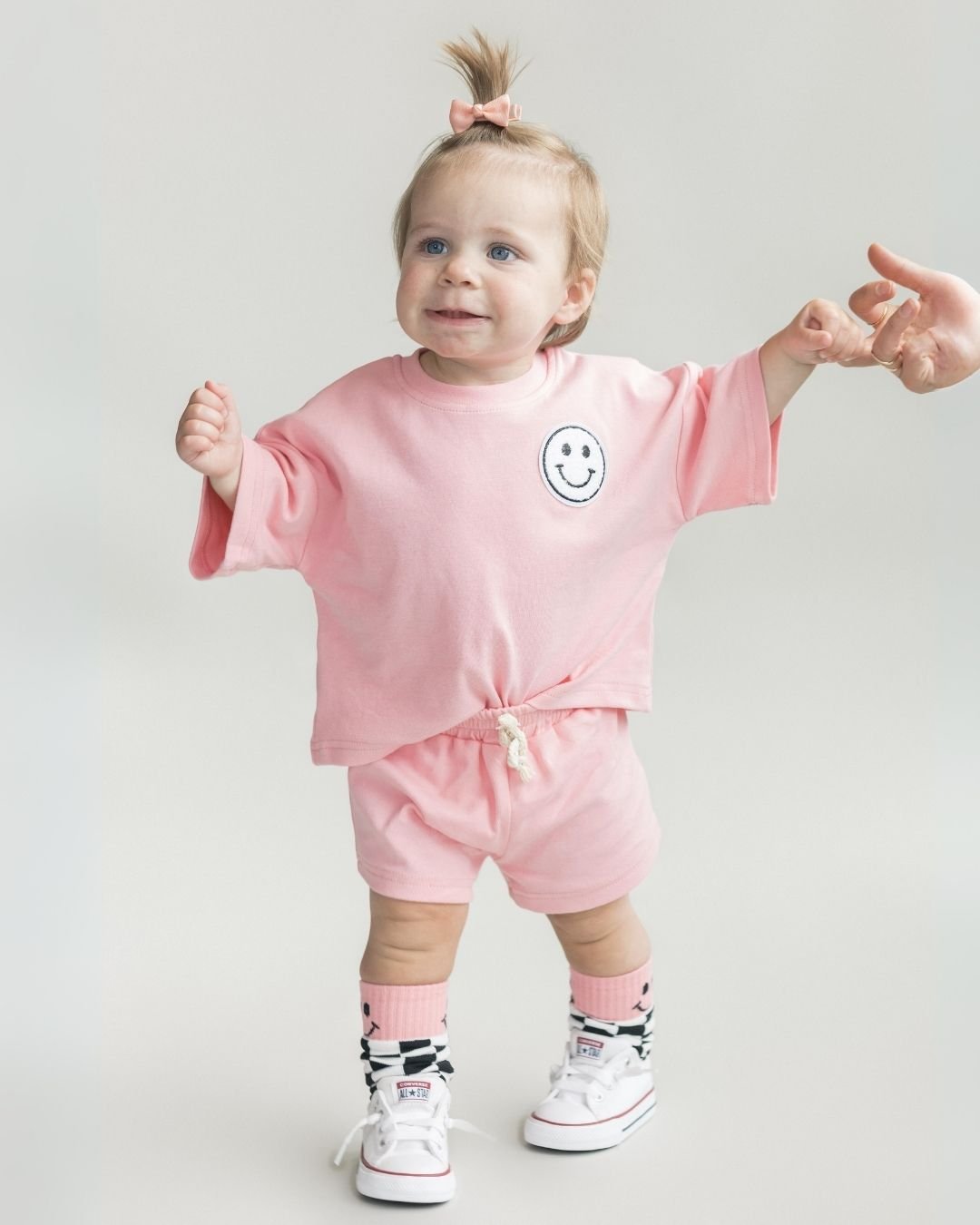Smiley Shorts Set | Pink Peach - HoneyBug