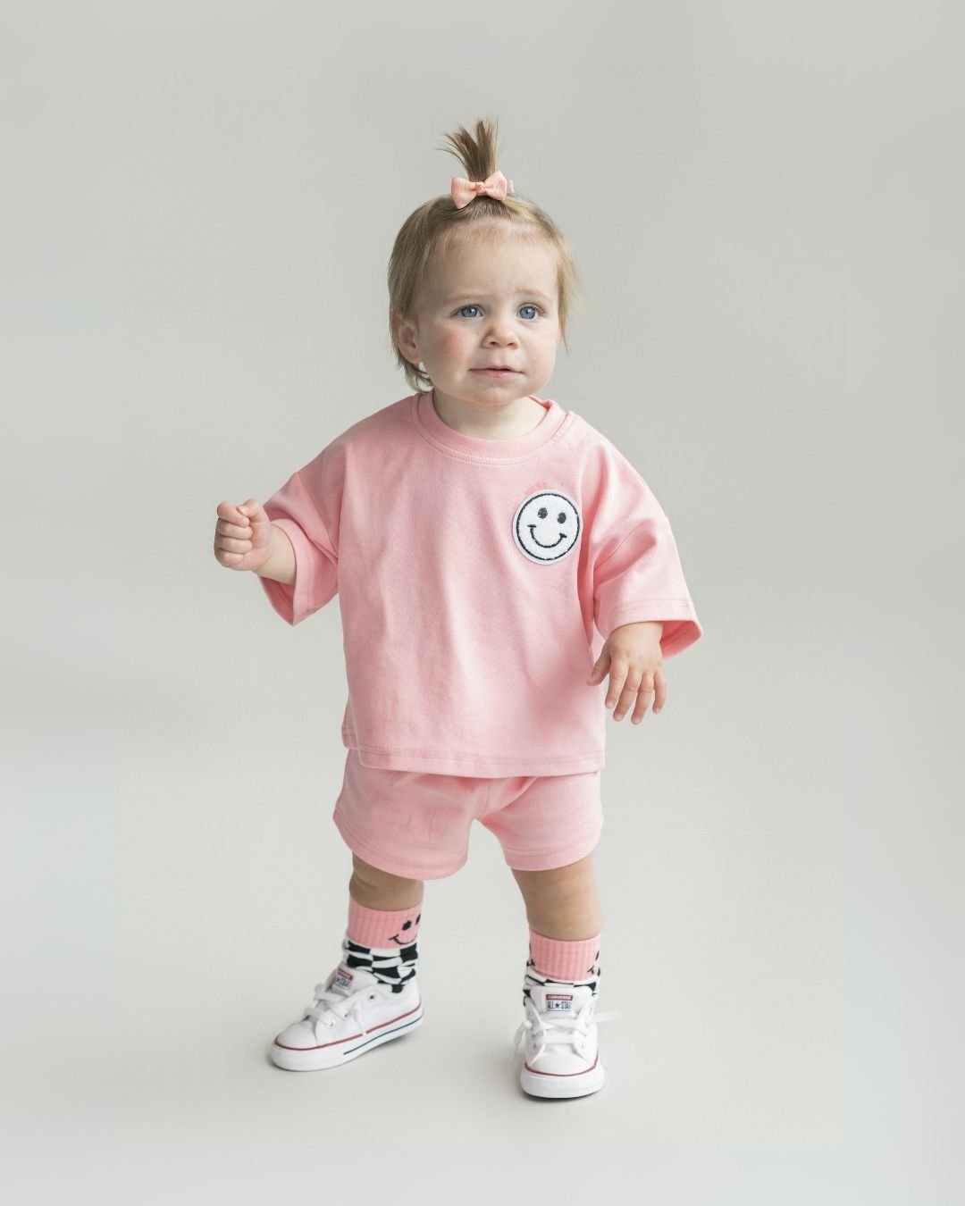 Smiley Shorts Set | Pink Peach - HoneyBug