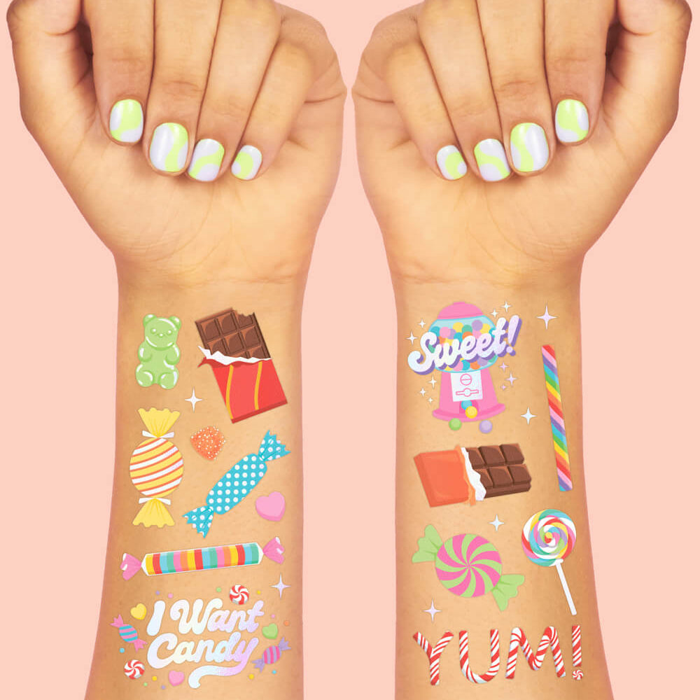 I Want Candy Tats - 72 foil temporary tattoos