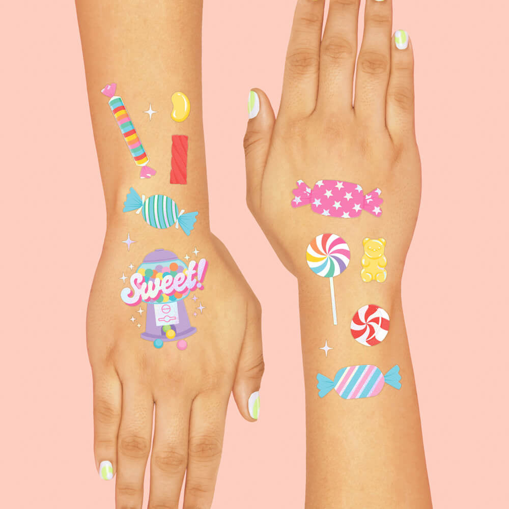 I Want Candy Tats - 72 foil temporary tattoos