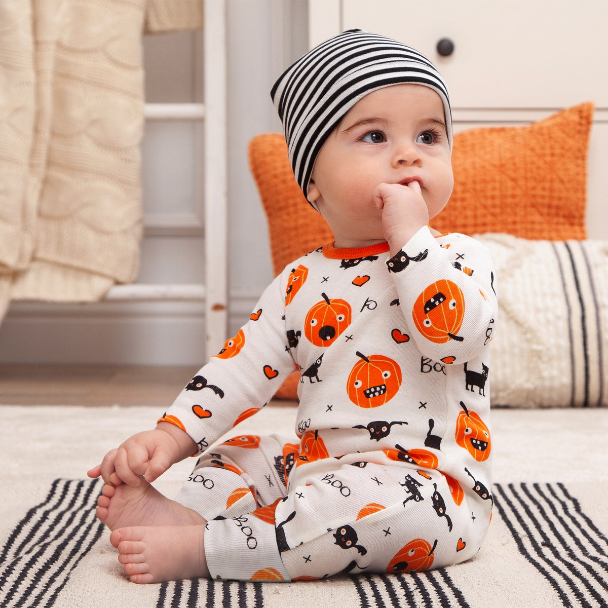 Halloween Playful Pumpkins Bamboo Romper - HoneyBug