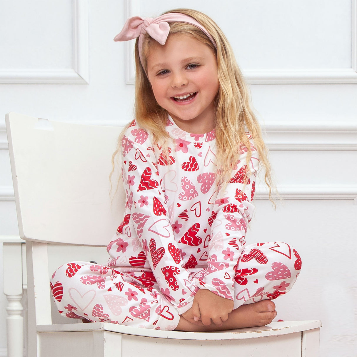 Hearts Girl's Bamboo Pajama Set