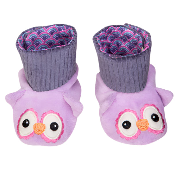 Patterned Booties - Purple Owl - HoneyBug