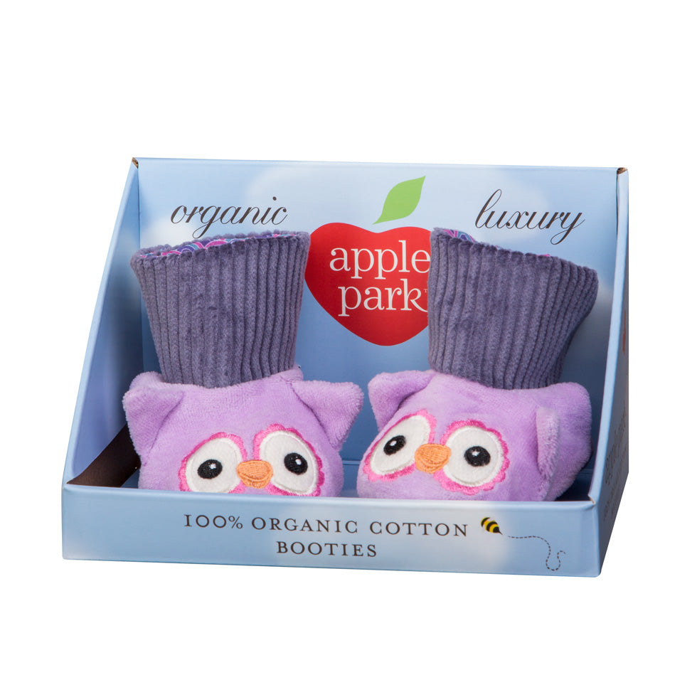 Patterned Booties - Purple Owl - HoneyBug