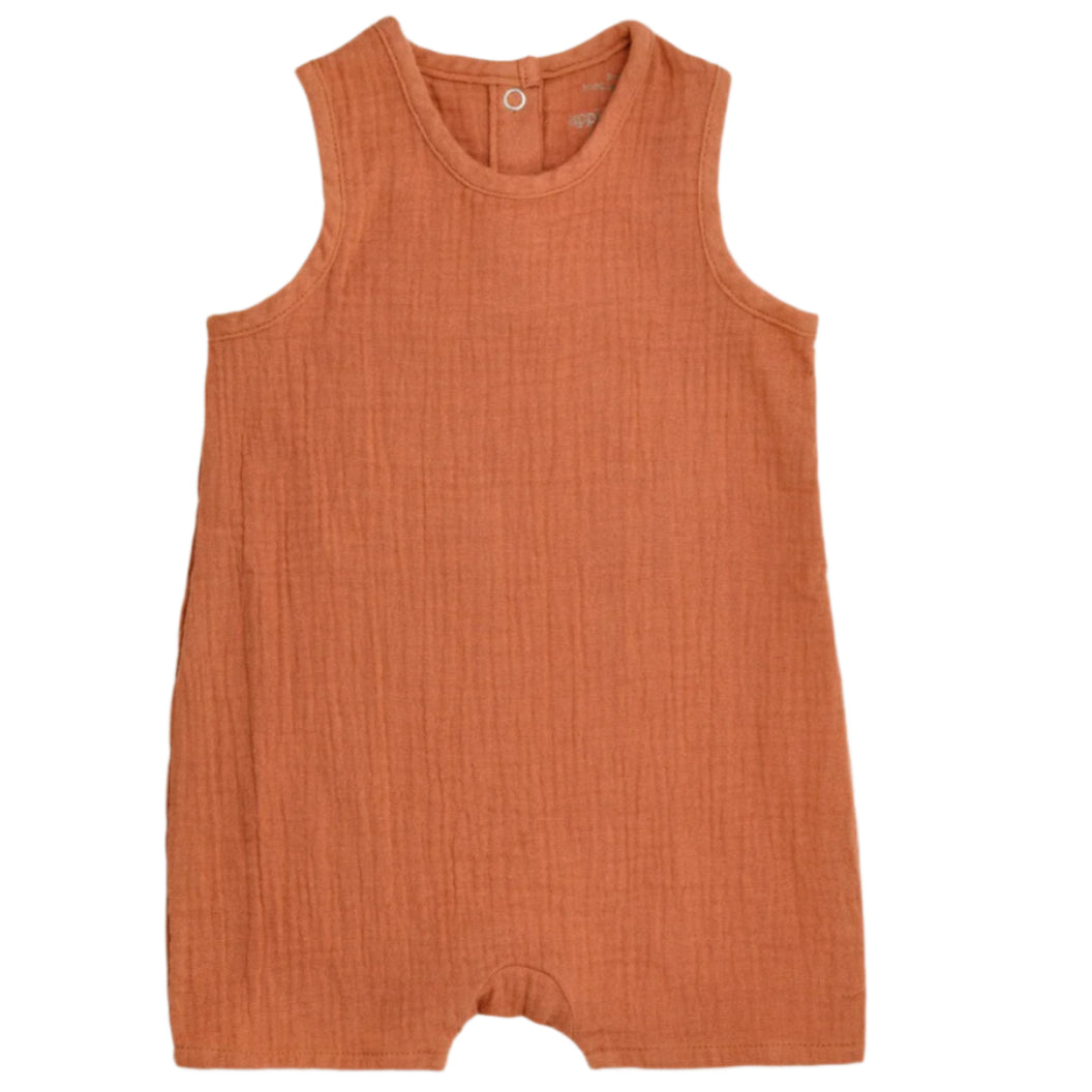 Muslin Sleeveless Coverall - Rust - HoneyBug