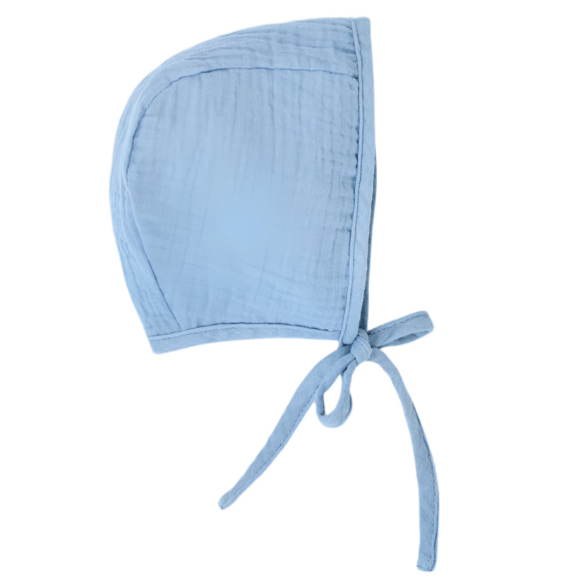 Muslin Bonnet - Blue - HoneyBug