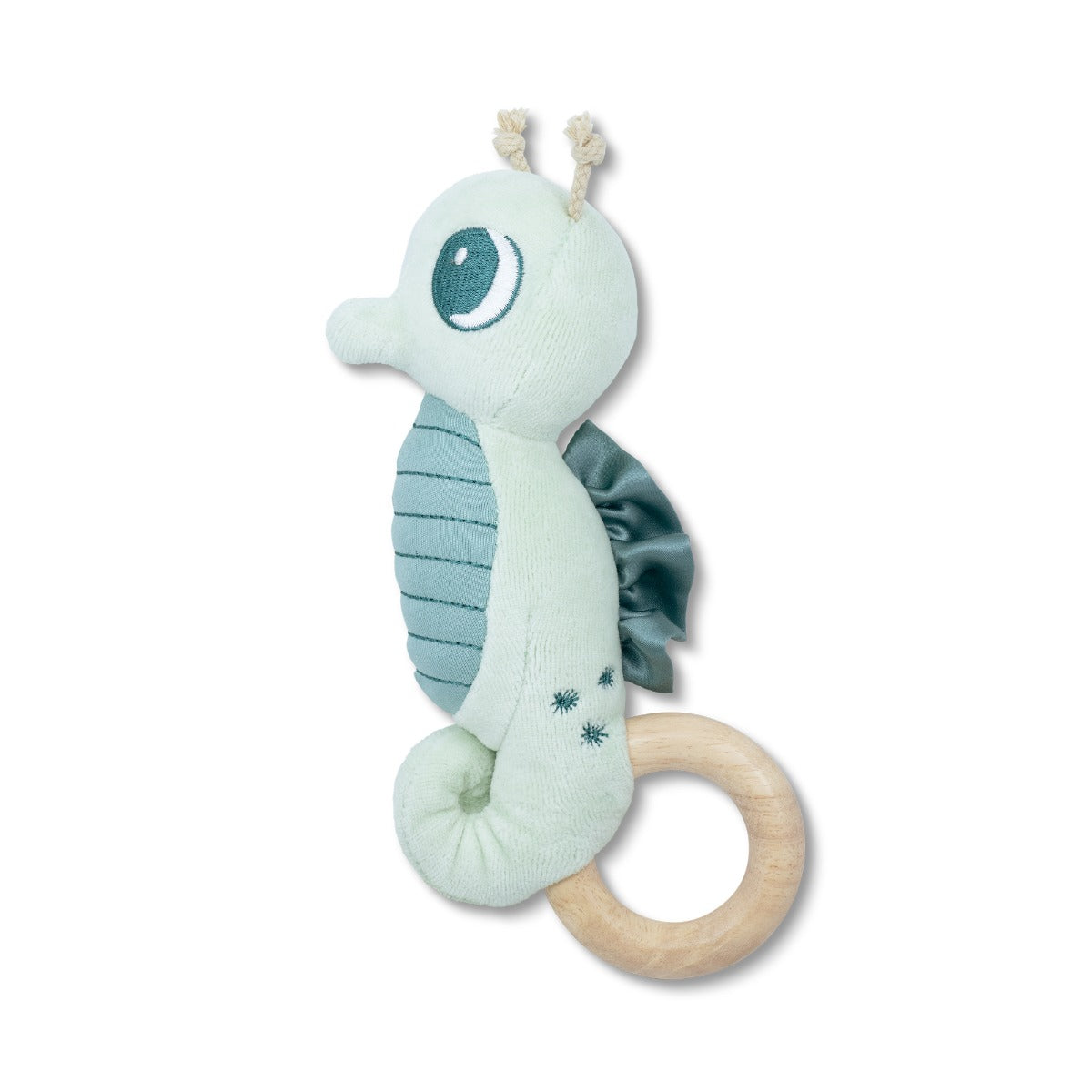 Teal Seahorse Teething Rattle - HoneyBug