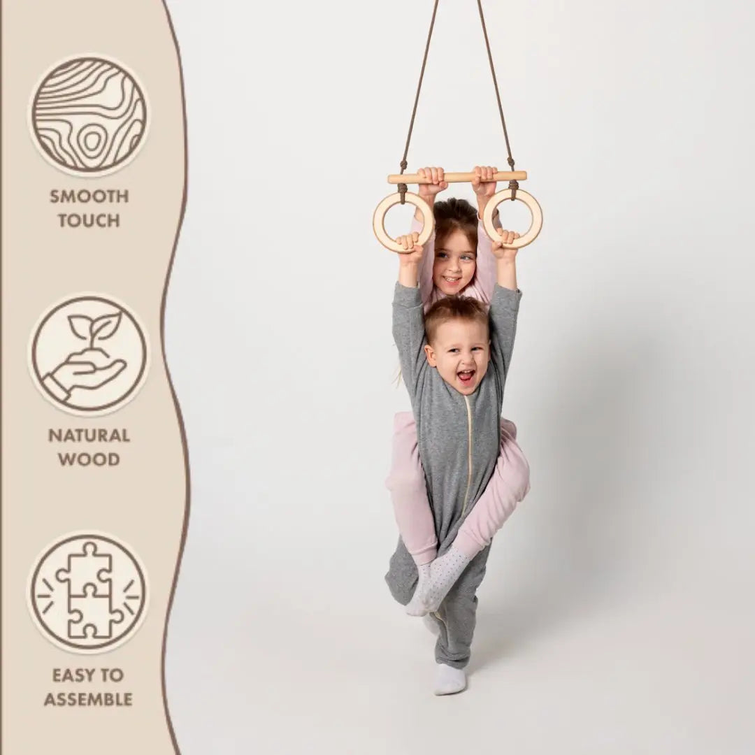Trapeze Swing Bar with Rings - HoneyBug