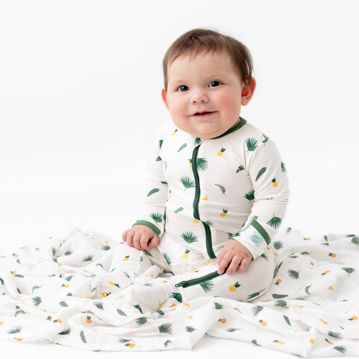 Tropical Palms Zippered Footie - HoneyBug