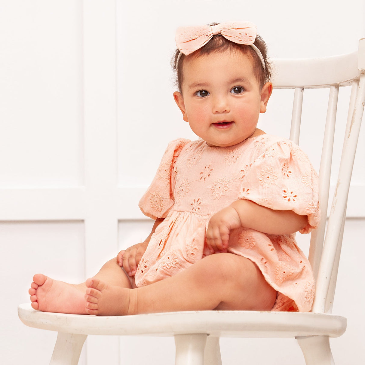 Pink Eyelet Cotton Skirted Baby Bodysuit - HoneyBug