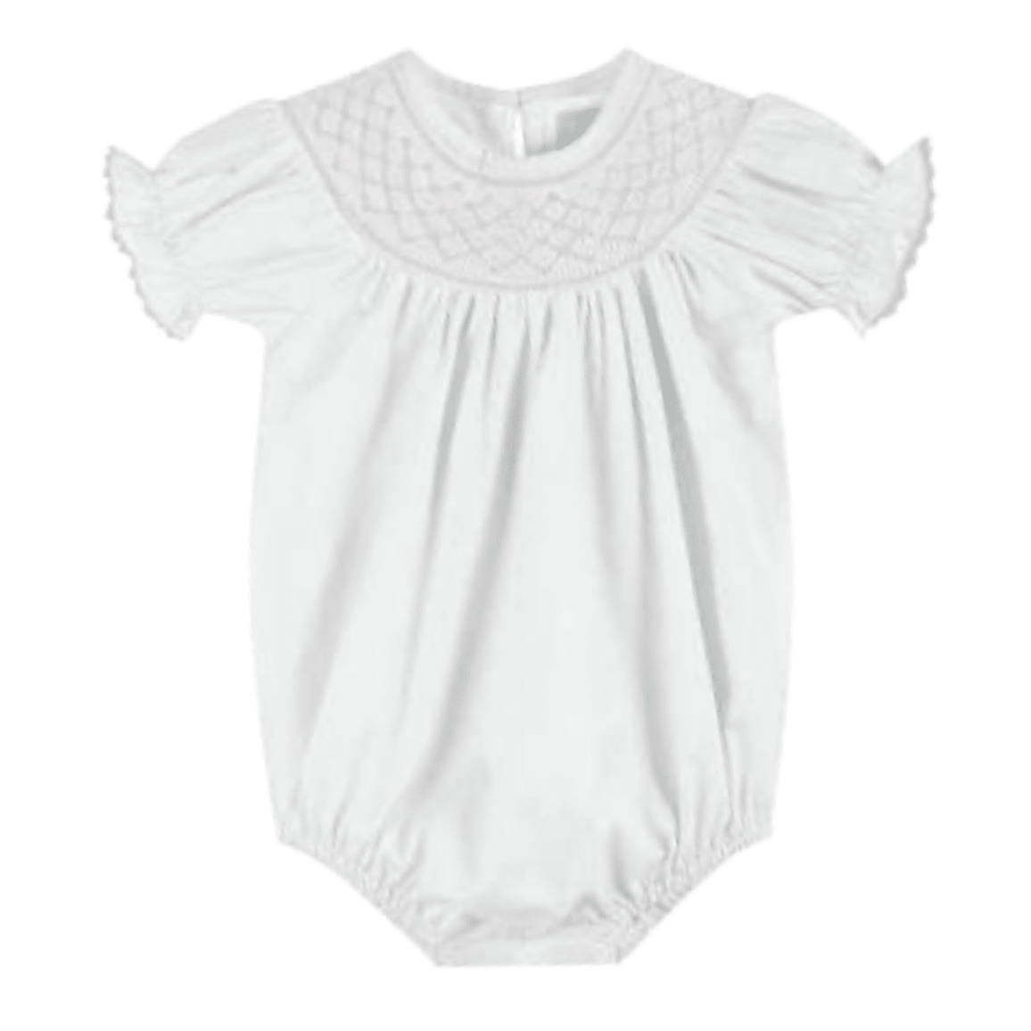 White and Pink Smocked Bubble Romper
