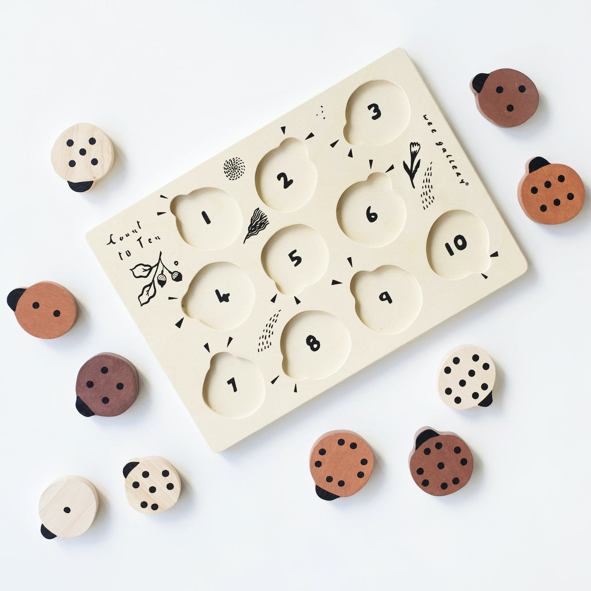 Wooden Tray Puzzle - Count to 10 Ladybugs - HoneyBug