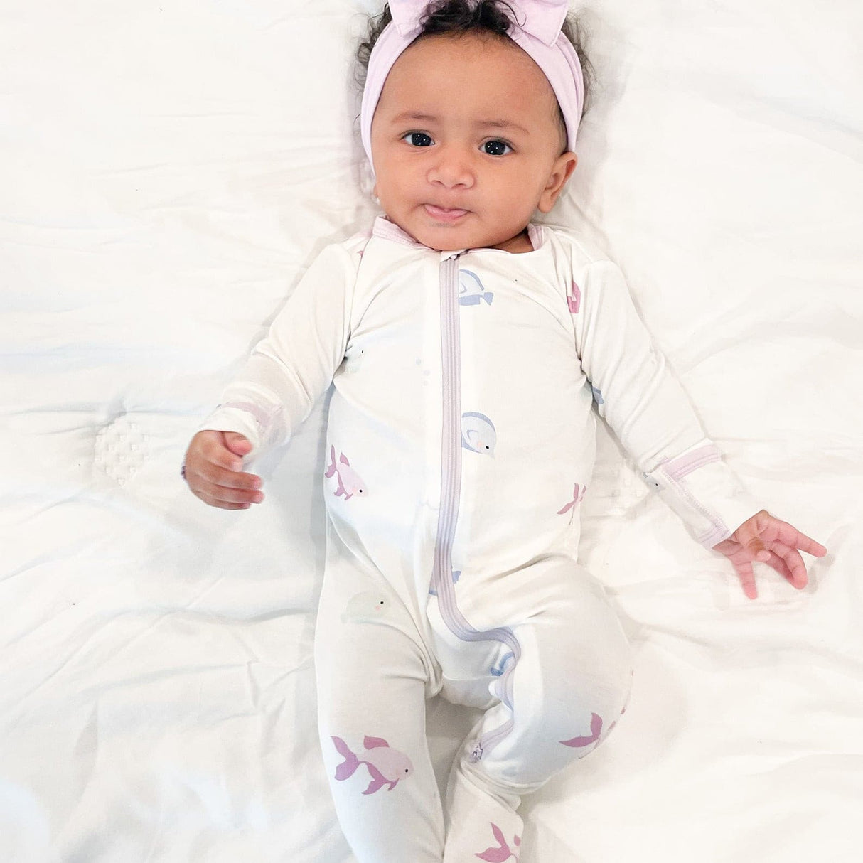 Lavender Fish Zippered Footie - HoneyBug