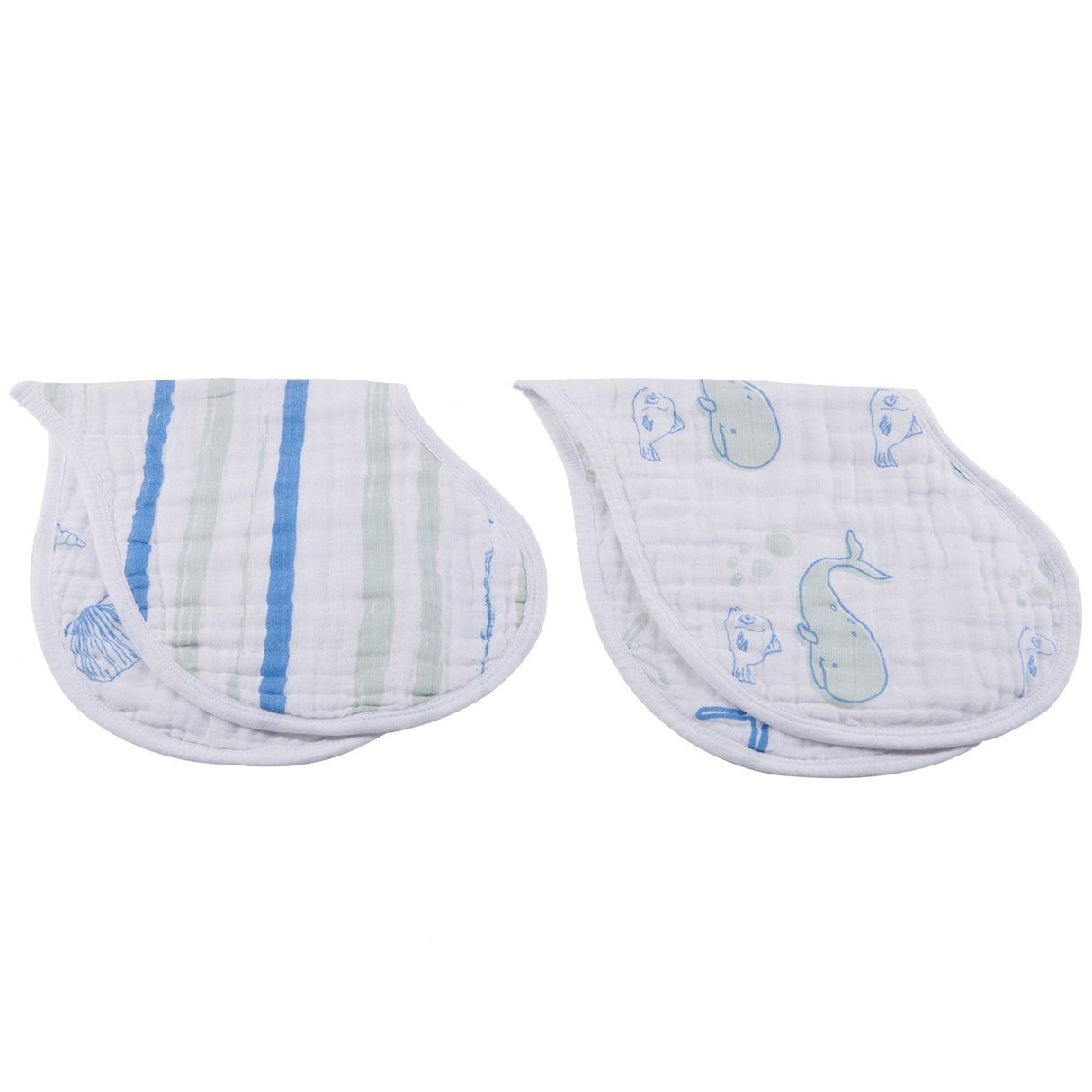 Ocean Cotton Heart Bib 2PK - HoneyBug