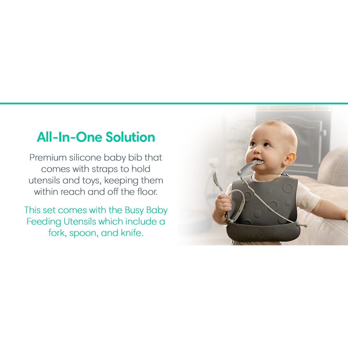 Busy Baby Bungee Bib & Utensil Set - HoneyBug