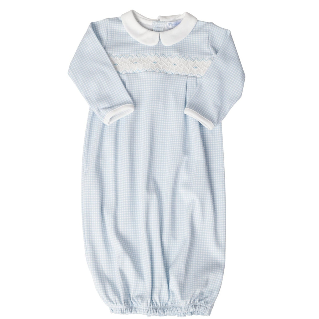 Blue Gingham Baby Gown - HoneyBug
