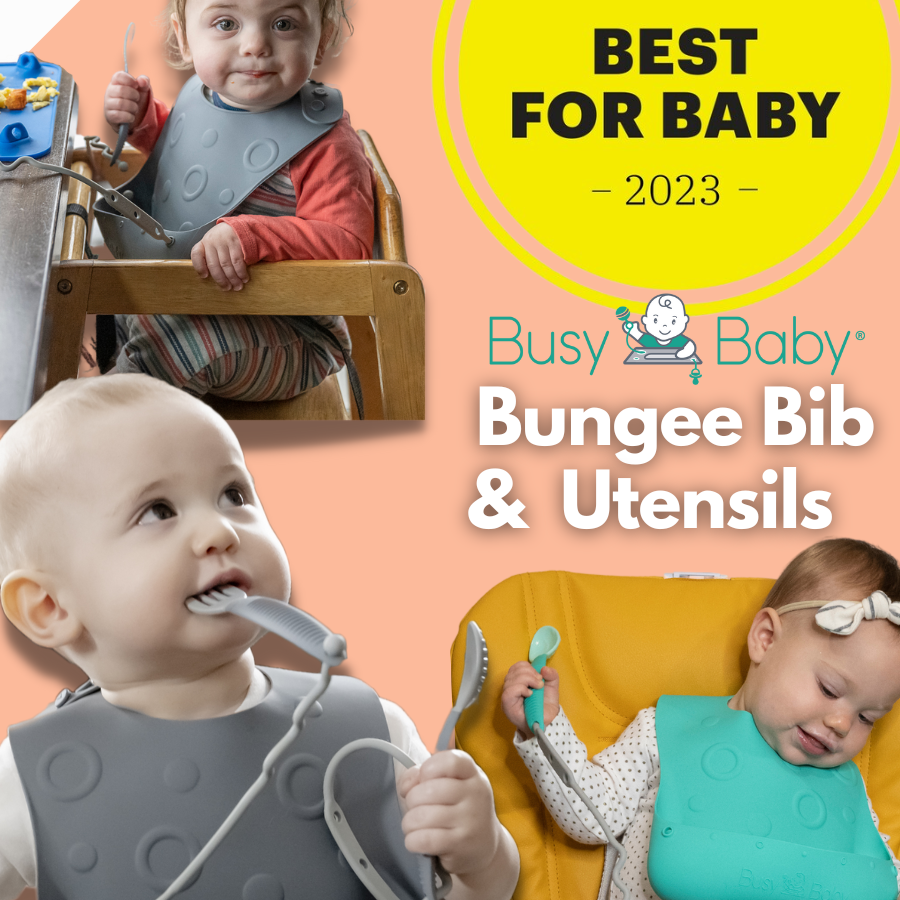 Busy Baby Bungee Bib & Utensil Set - HoneyBug