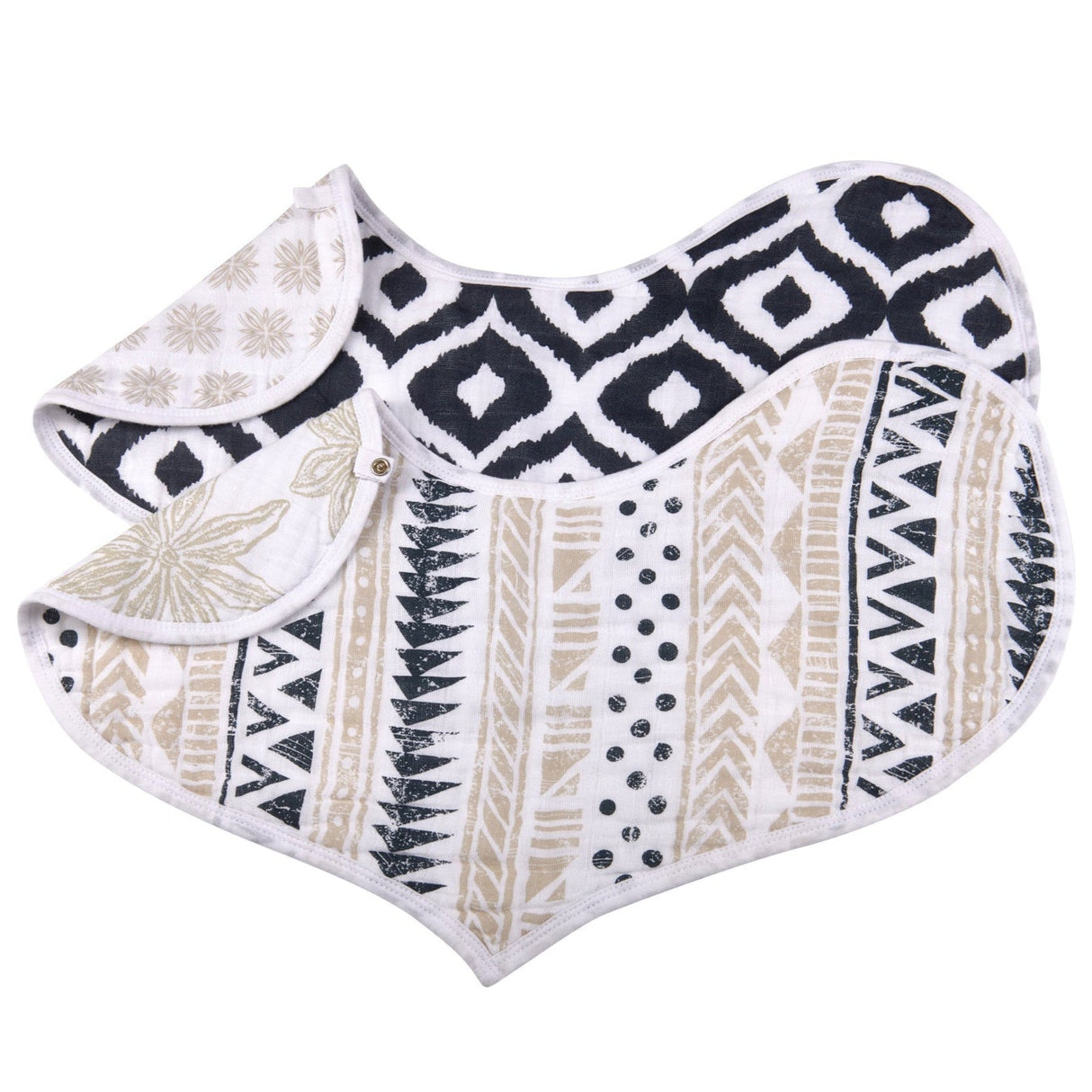 Boho Flower Heart Cotton Bibs 2PK - HoneyBug