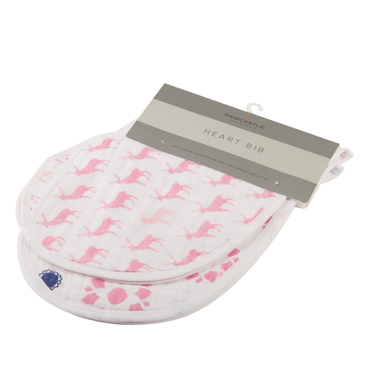 Pop of Pink Cotton Heart Bibs 2PK - HoneyBug