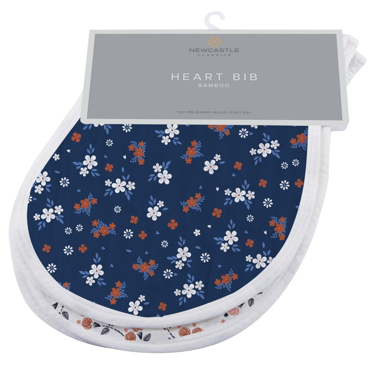 Blooms Floral Bamboo Heart Bib 2PK - HoneyBug