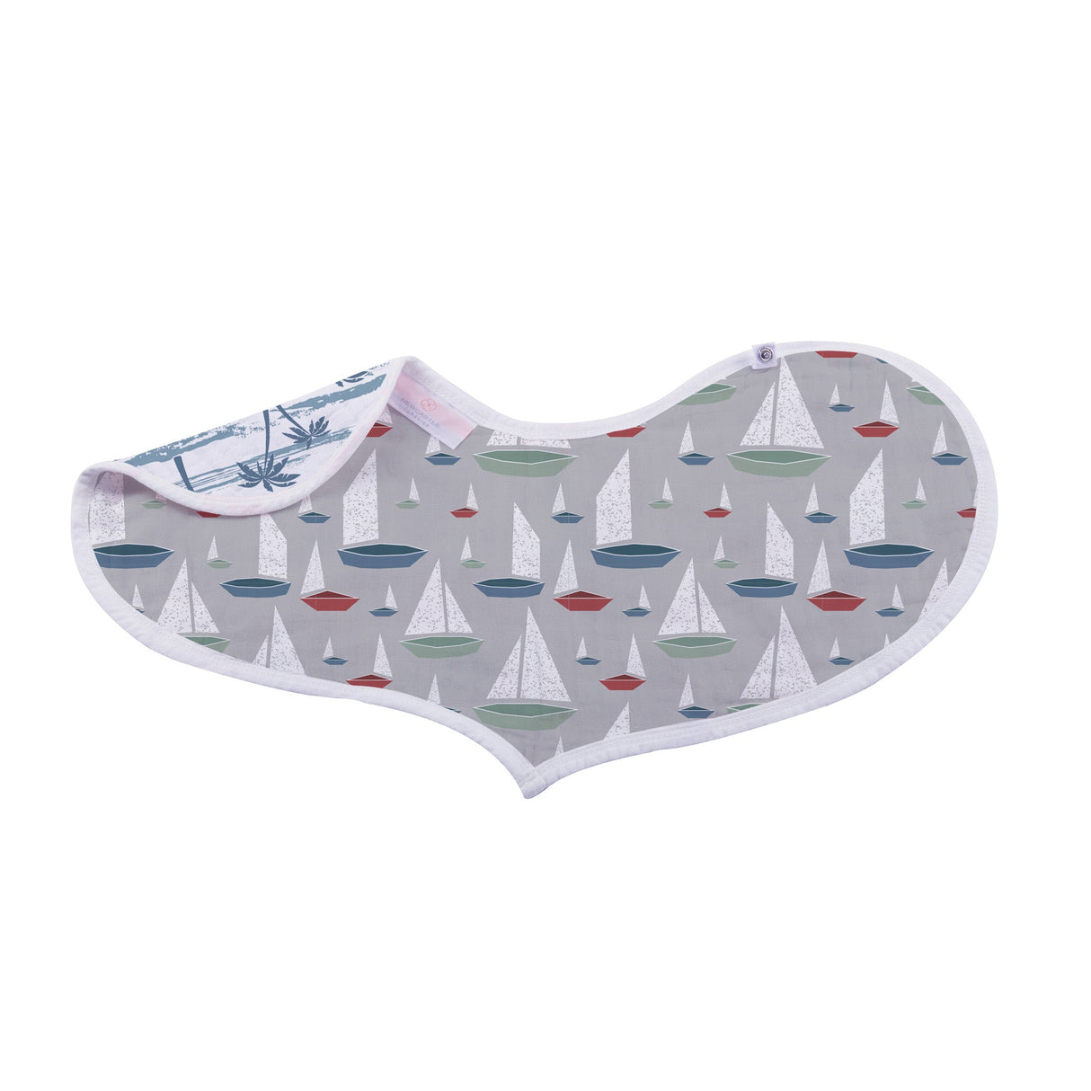 Ocean Tides Bamboo Burp Cloth/Heart Bib 2PK - HoneyBug