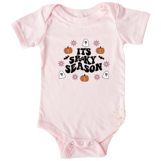 Pink "It's Spooky Season" Ghost - Baby Onesie - HoneyBug