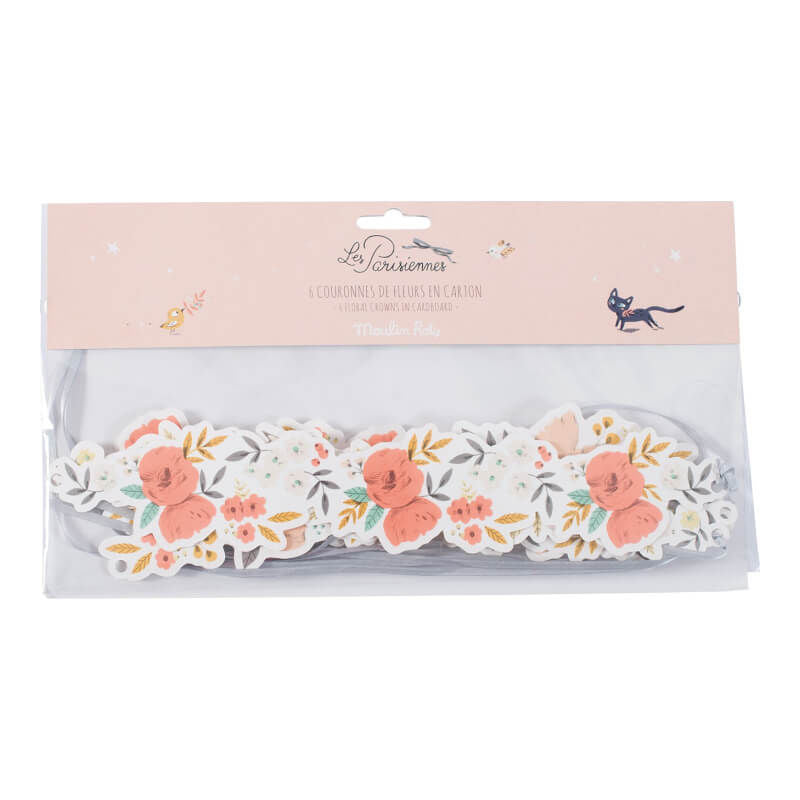 6 Floral Cardboard Crowns - HoneyBug