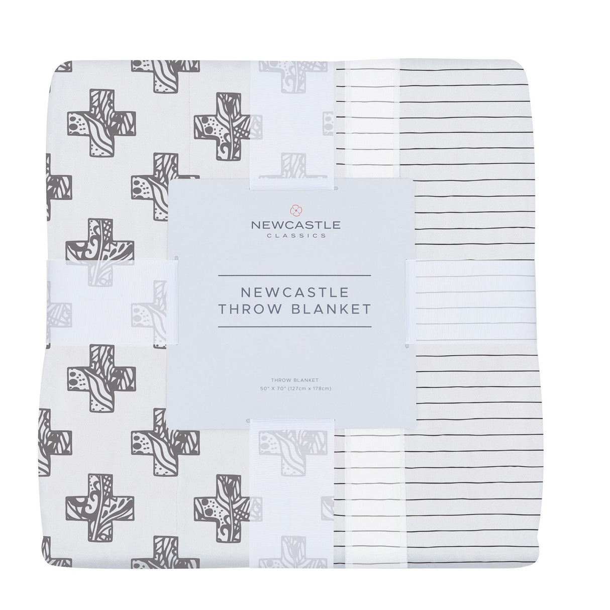 Nordic Stamp and Pencil Stripe Bamboo Muslin Newcastle Throw Blanket - HoneyBug
