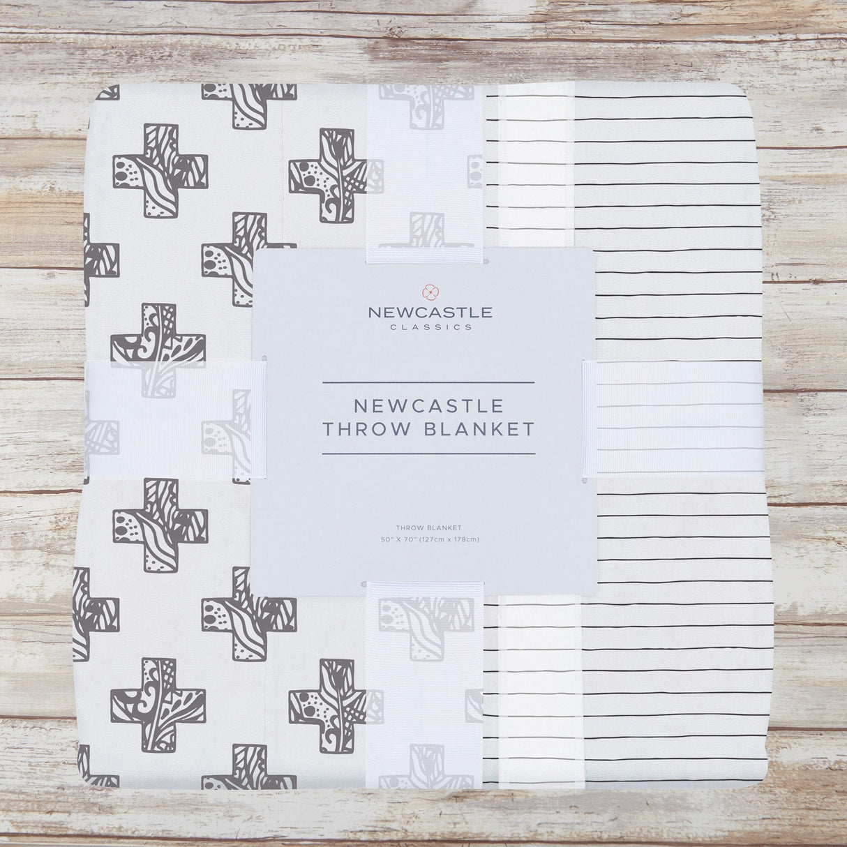 Nordic Stamp and Pencil Stripe Bamboo Muslin Newcastle Throw Blanket - HoneyBug