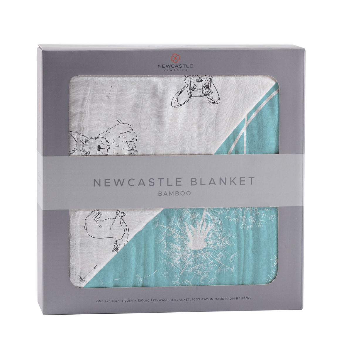 Corgi and Dandelion Seeds Bamboo Muslin Newcastle Blanket - HoneyBug