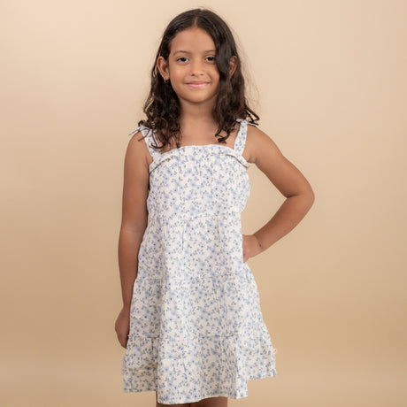 Organic Tiered Dress - Blue Vines - HoneyBug 