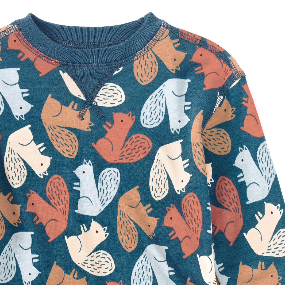 Bamboo Blend Crewneck L/S Shirt - Squirrel Scurry