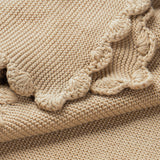 Organic Cotton Scalloped Baby Blanket - Sand - HoneyBug 