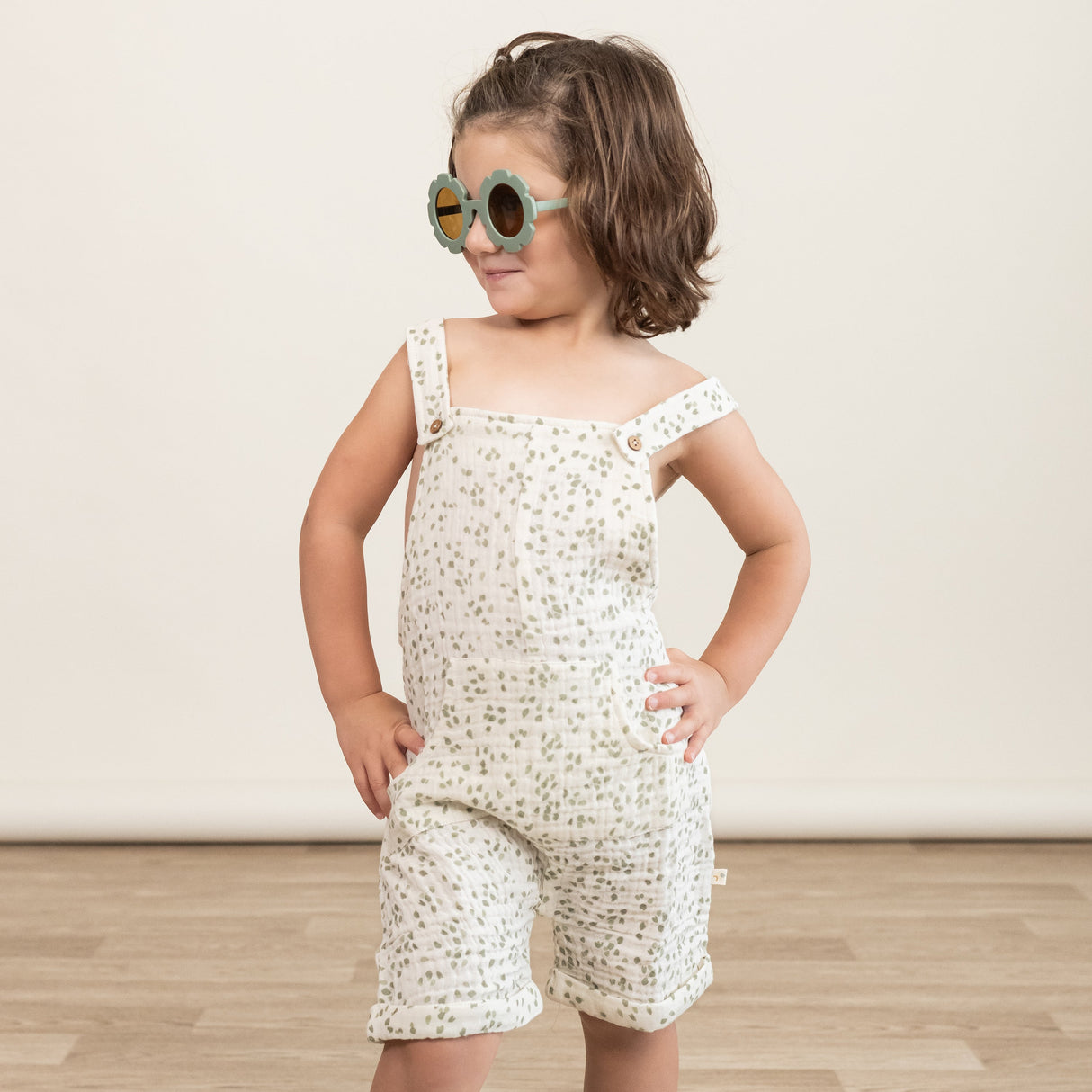 Organic Shortalls - Petals - HoneyBug 