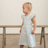 Organic Flutter Summer Dress - Green Stripes - HoneyBug 