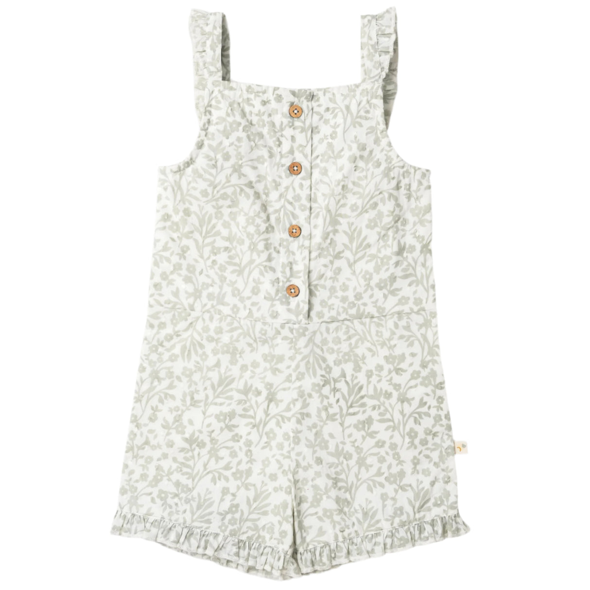 Organic Flutter Jumpsuit - Sage Floral - HoneyBug 