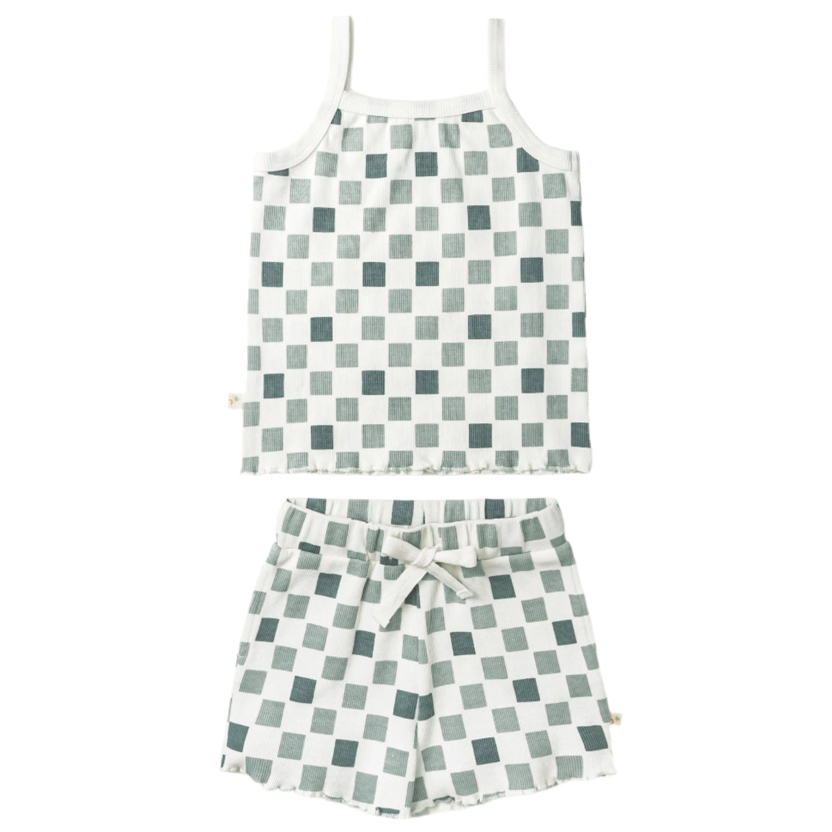 Organic Spaghetti Top & Short Set - Chequered - HoneyBug 