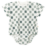Organic Short Sleeve Bubble Romper - Chequered - HoneyBug 